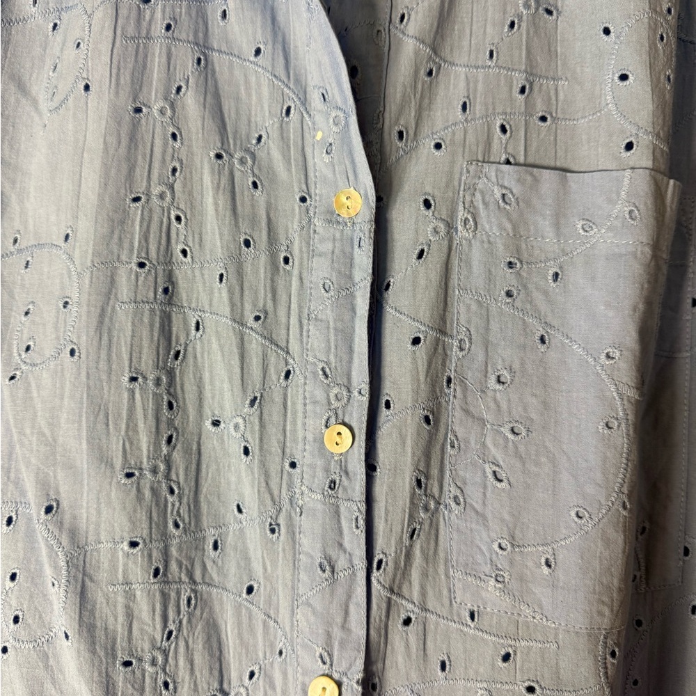 Caffé Marrakesh Blue Eyelet Blouse - Picture 2 of 5